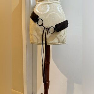 Heart Moon Star Vintage Leather Brass Tie Waist Belt